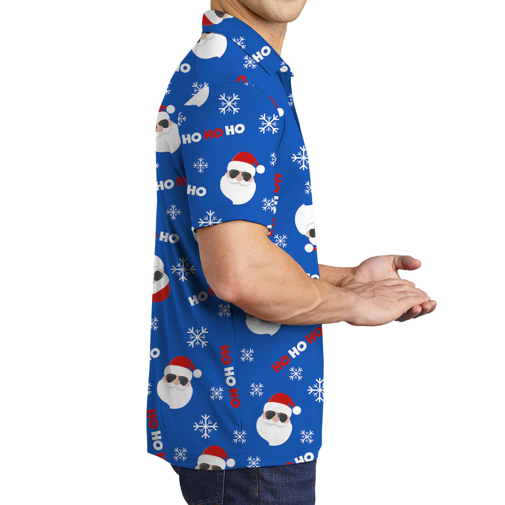 Ho Ho Ho Santa Blue Polo Shirt