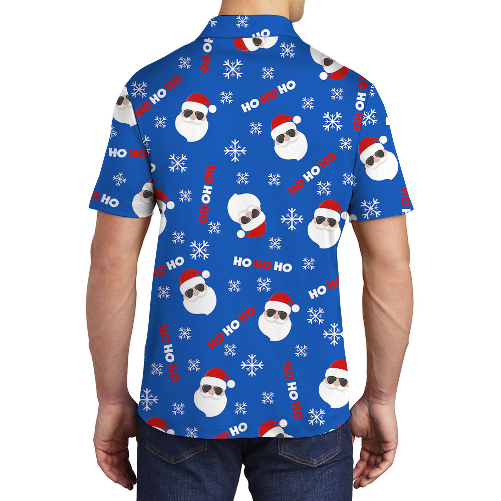 Ho Ho Ho Santa Blue Polo Shirt