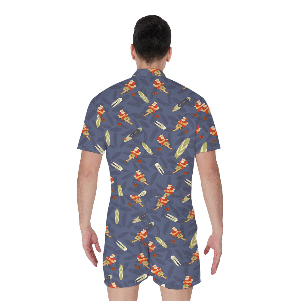 Summer Santa Claus Navy Men's Romper