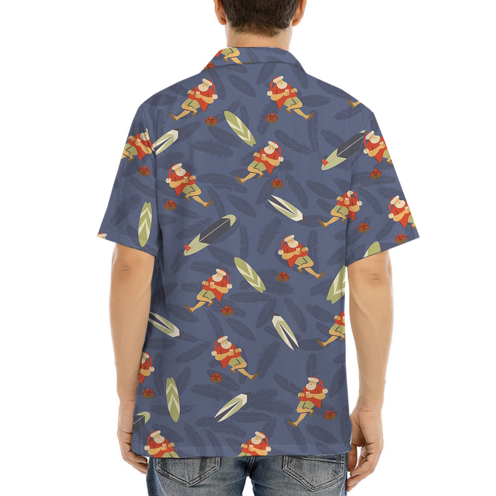 Summer Santa With Surfing Board Hawaiian Shirt