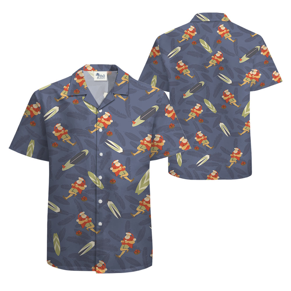 Summer Santa With Surfing Board Hawaiian Shirt