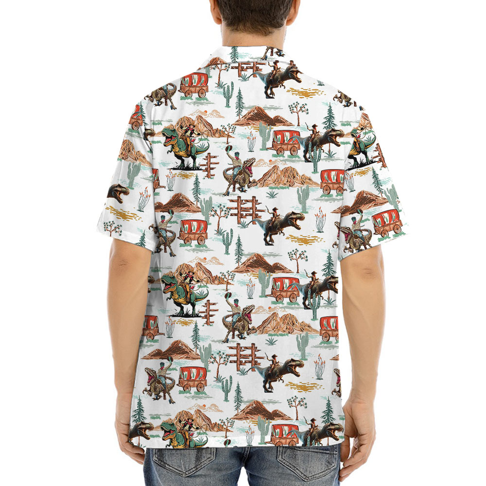 Cool Cowboy Riding Dinosaur Hawaiian Shirt