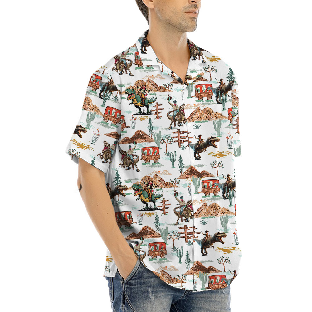 Cool Cowboy Riding Dinosaur Hawaiian Shirt