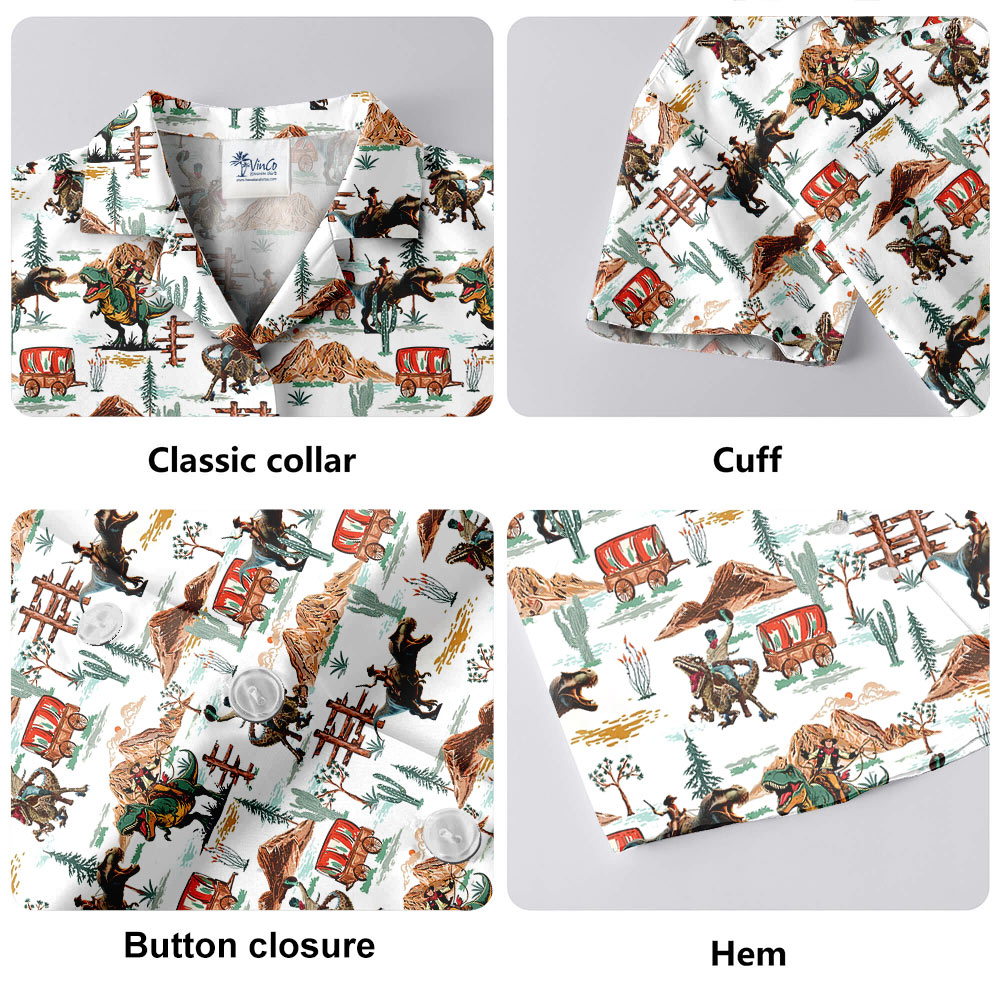 Cool Cowboy Riding Dinosaur Hawaiian Shirt