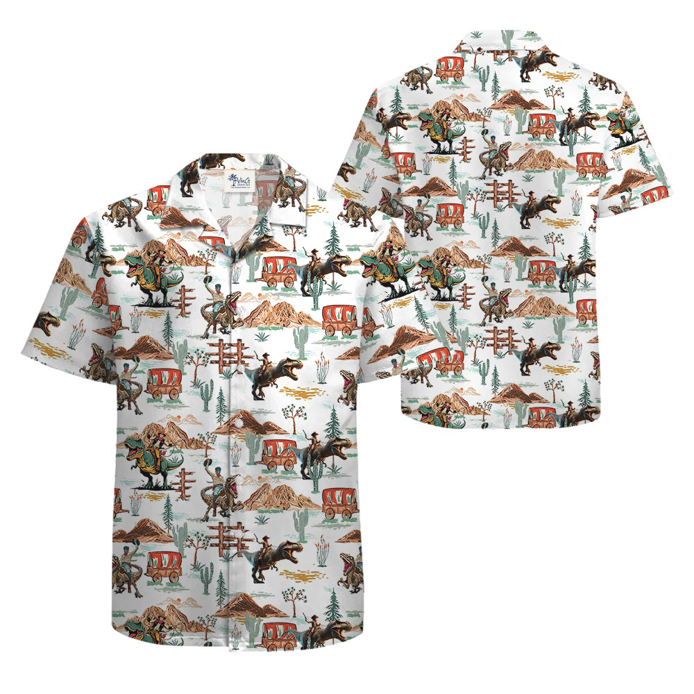 Cool Cowboy Riding Dinosaur Hawaiian Shirt