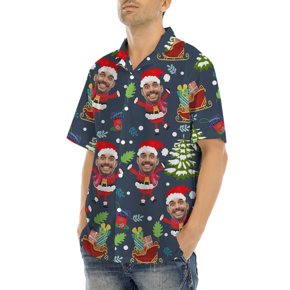Funny Custom Face Santa Hawaiian Shirt