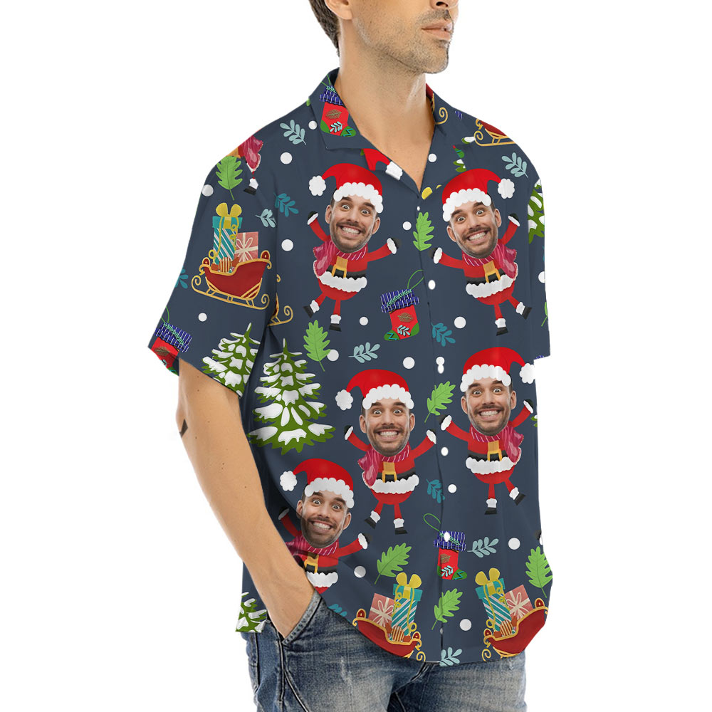 Funny Custom Face Santa Hawaiian Shirt