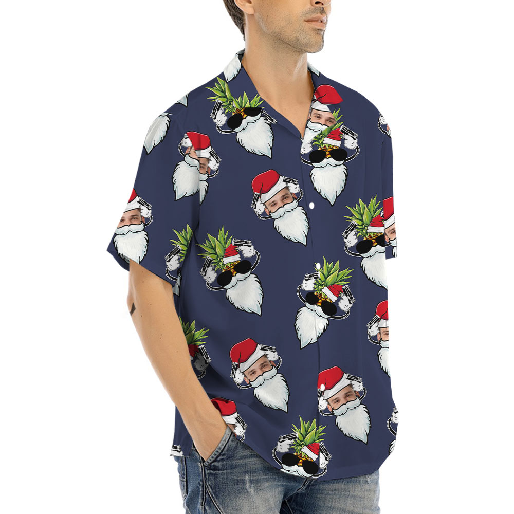Custom Face Pineapple Santa Hawaiian Shirt