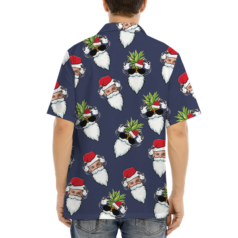 Custom Face Pineapple Santa Hawaiian Shirt
