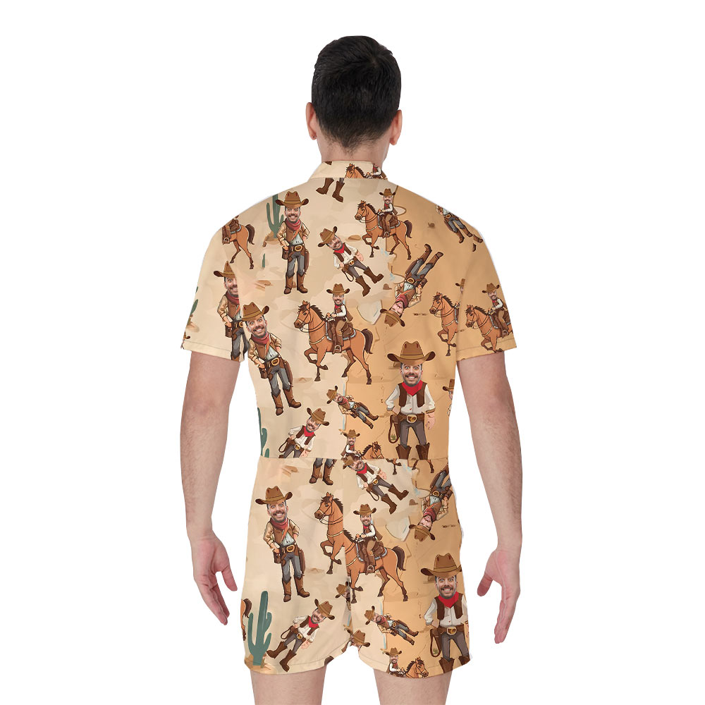 Custom Face Western Cowboy Hawaiian Romper