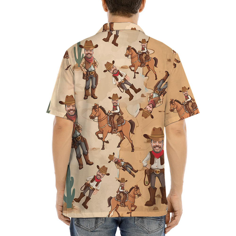 Funny Custom Face Cowboy Hawaiian Shirt