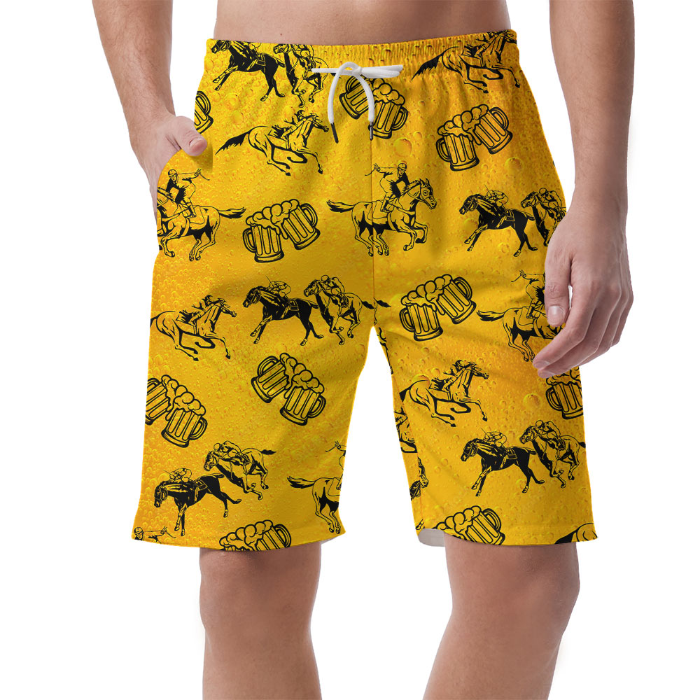 Funny Horse Racing And Beer Hawaiian Beach Shorts - variant image 1