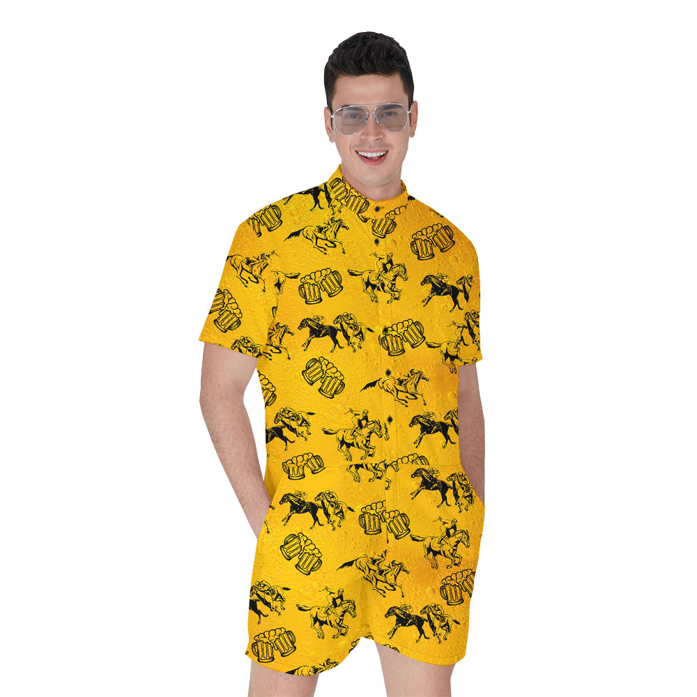 Horse Racing And Beer Hawaiian Romper - variant image 1