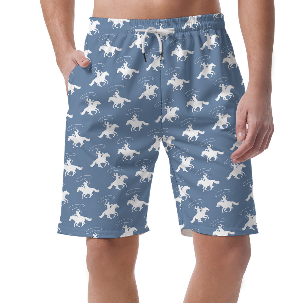 Cute Cowboy Blue Men's Beach Shorts - variant image 1