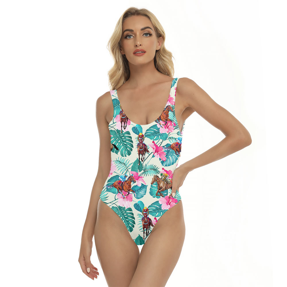 Cool Horse Racing Floral Hawaiian Swimsuit - variant image 1