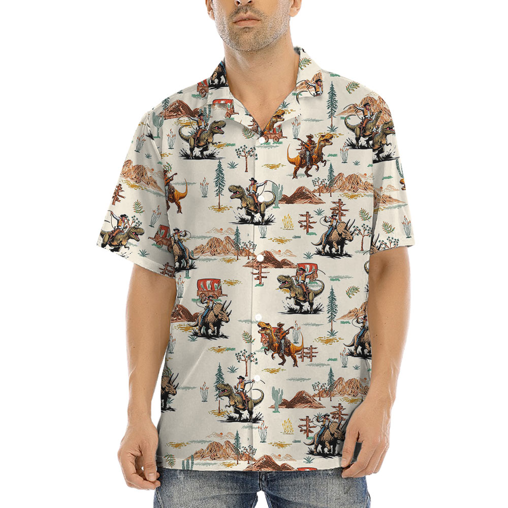Dinosaur Cowboy Hawaiian Shirt - variant image 1