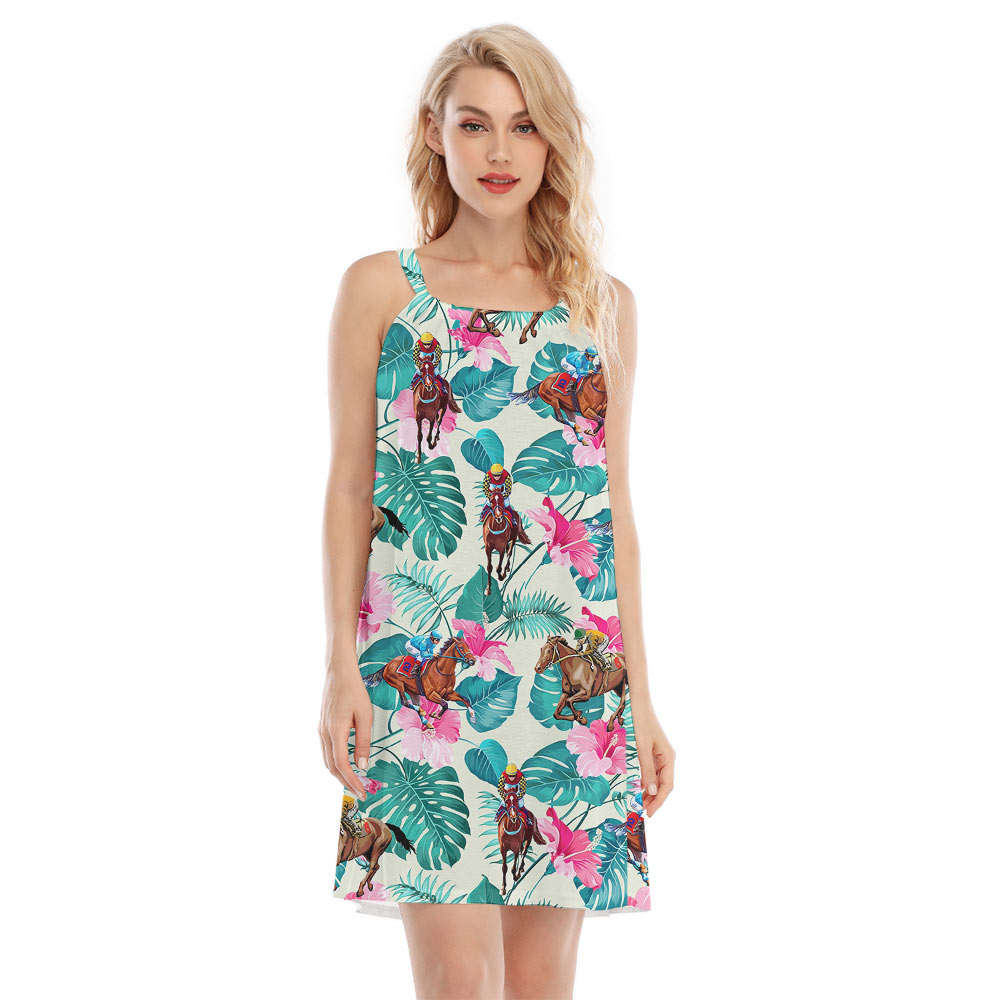 Tropical Hibiscus Racing Horse Cami Dress - variant image 1