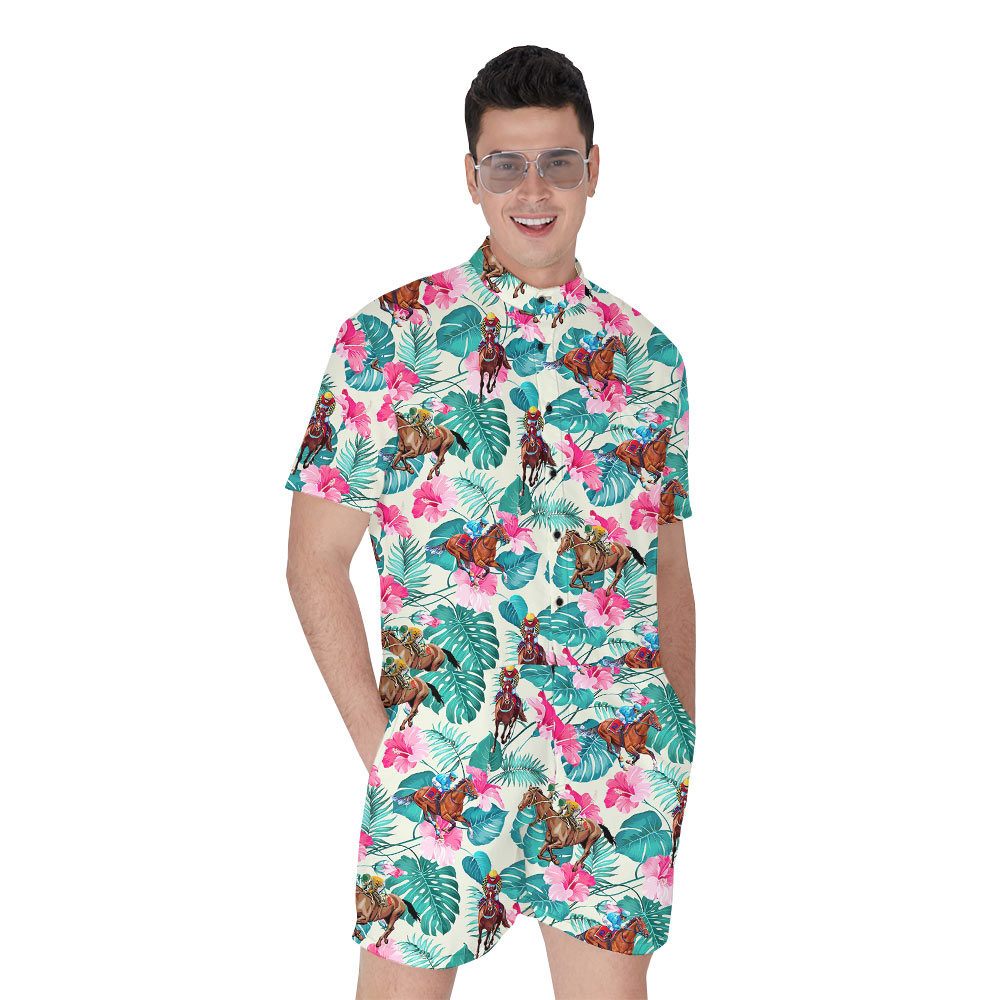 Horse Racing Floral Hawaiian Romper - variant image 1