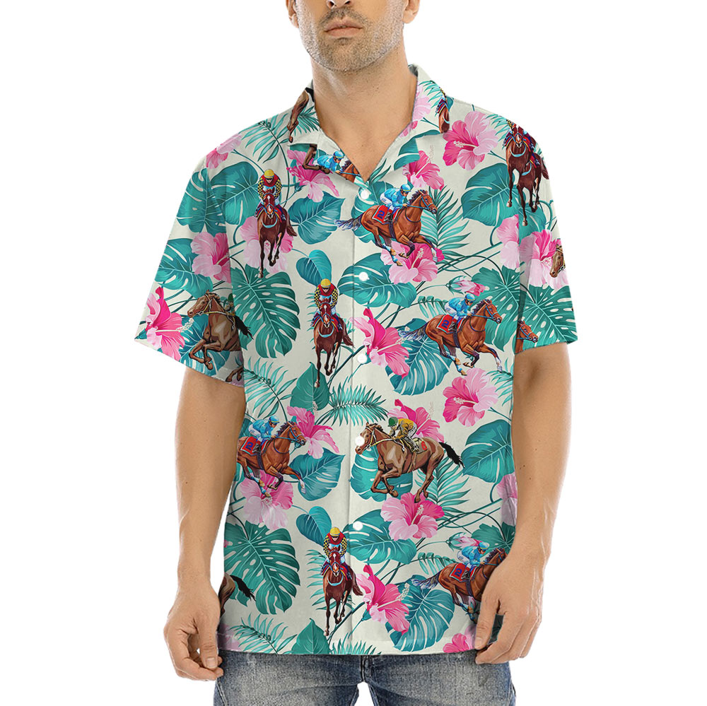 Racing Horse Floral Hawaiian Shirt - variant image 1