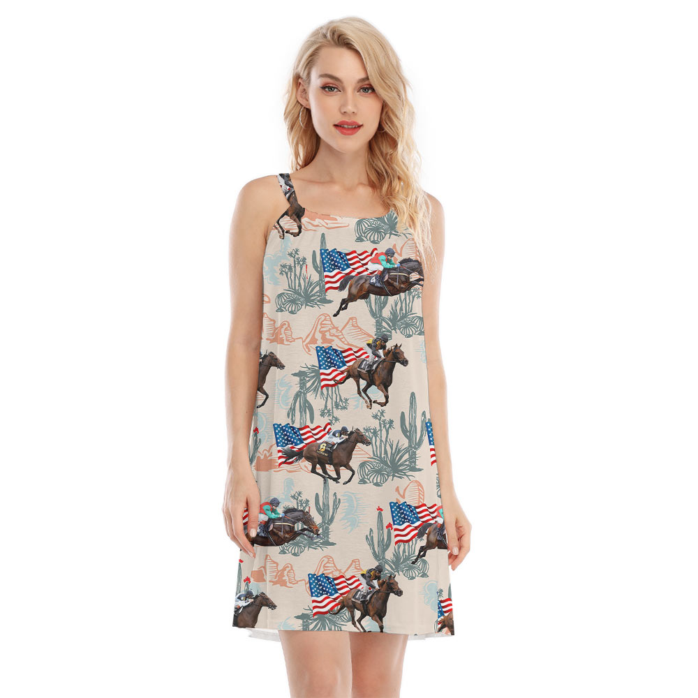 American Flag Racing Horse Cami Dress - variant image 1