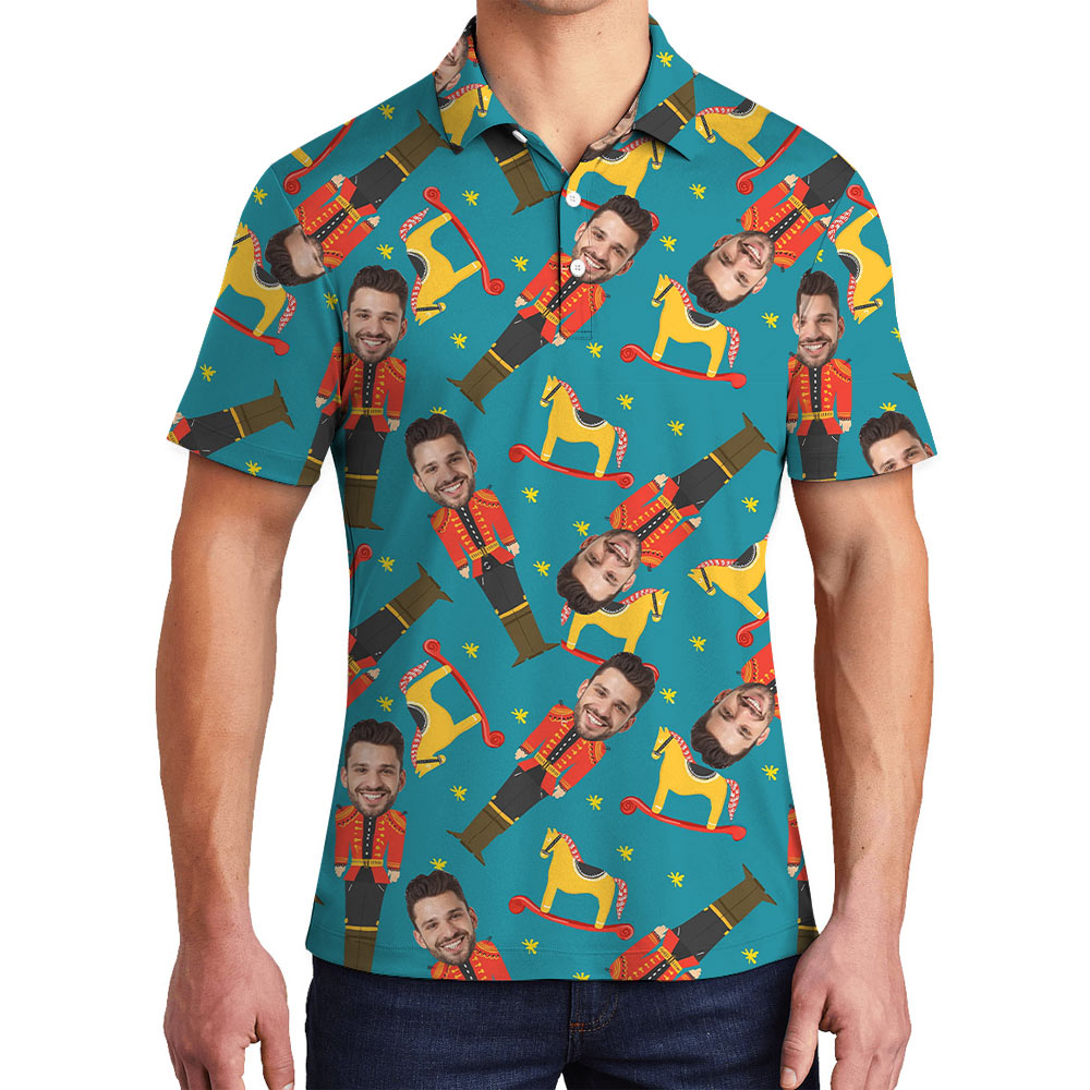 Custom Face Nutcracker Christmas Hawaiian Polo Shirt - variant image 1