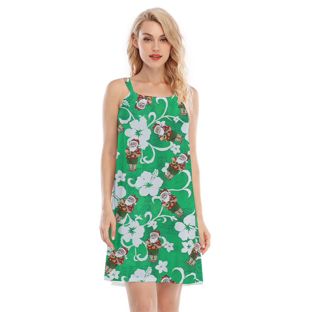 Vintage Santa Claus Playing Ukulele Floral Cami Dress - variant image 1