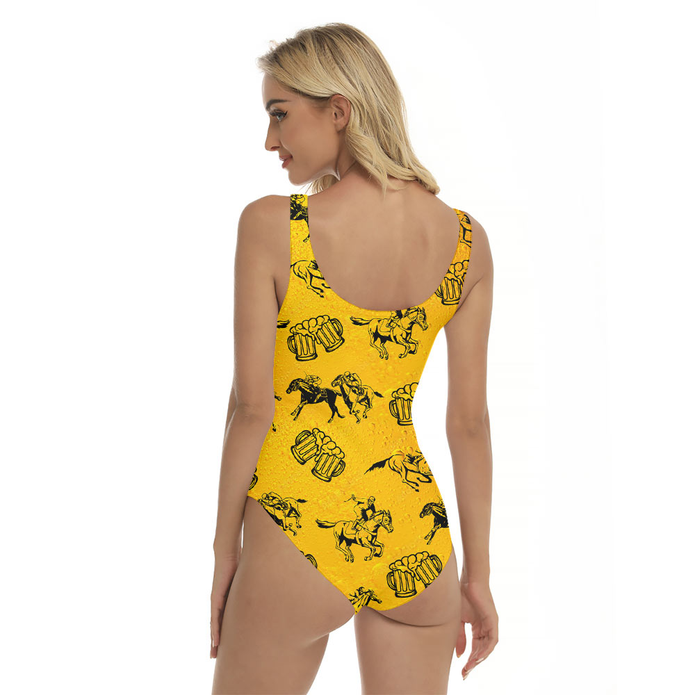 Beer Lover Horse Racing Hawaiian Swimsuit