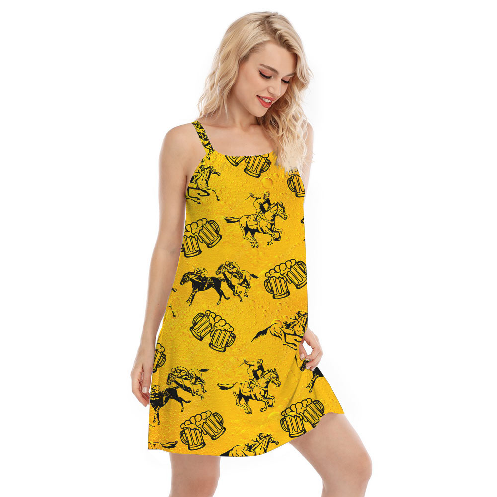 Beer And Horse Racing Hawaiian Cami Dress