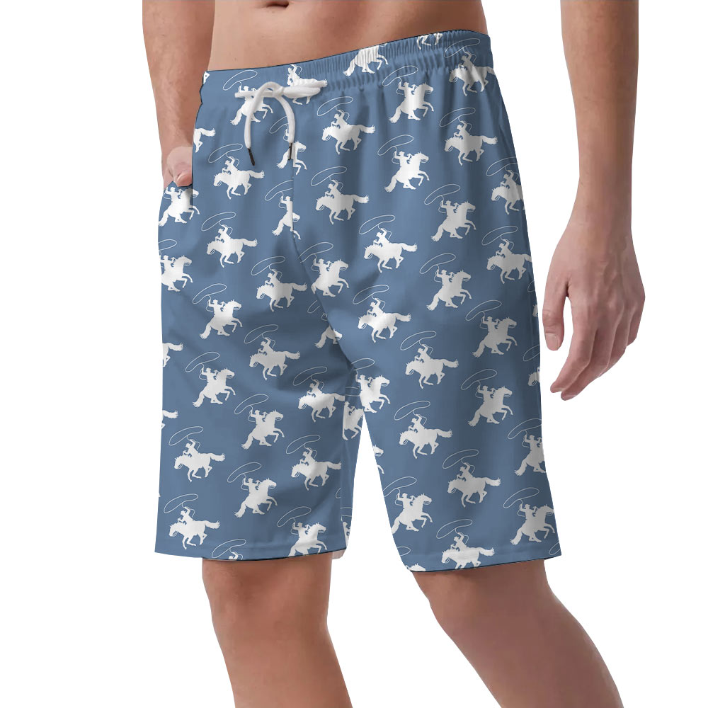 Cute Cowboy Blue Men's Beach Shorts