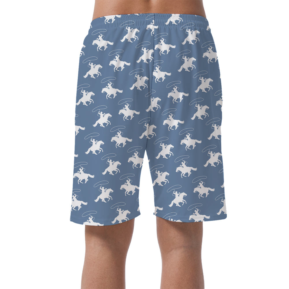 Cute Cowboy Blue Men's Beach Shorts
