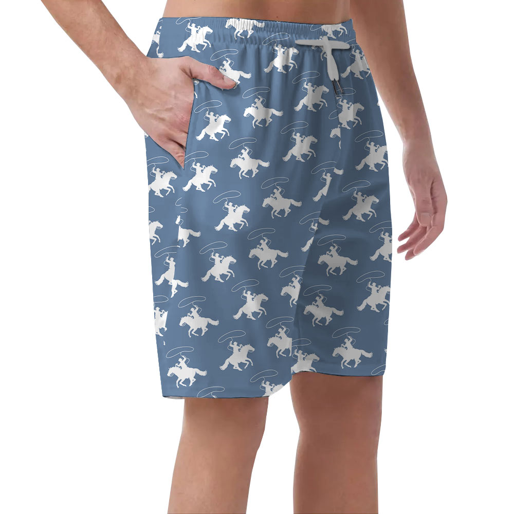 Cute Cowboy Blue Men's Beach Shorts