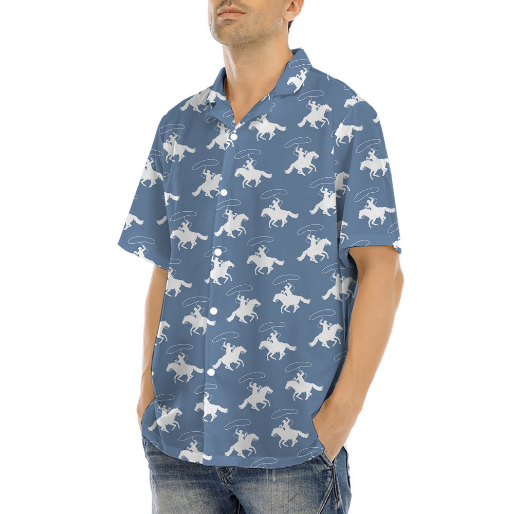 Blue Cowboy Hawaiian Shirt