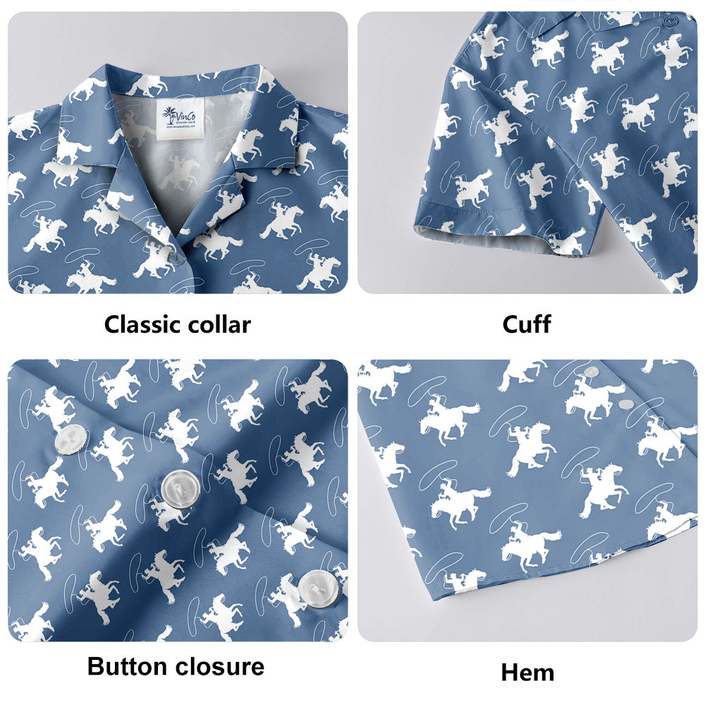 Blue Cowboy Hawaiian Shirt