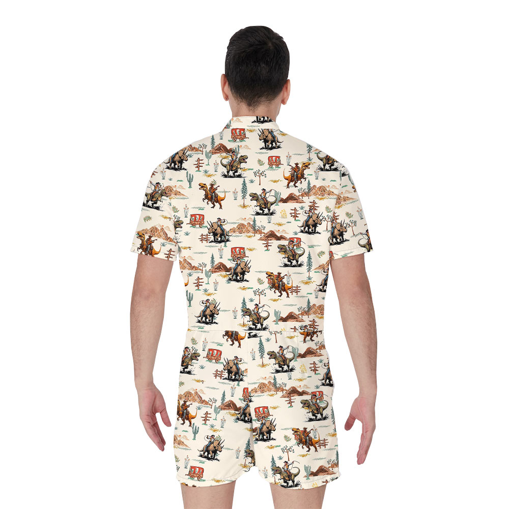 Dinsaur Cowboy Vintage Hawaiian Romper