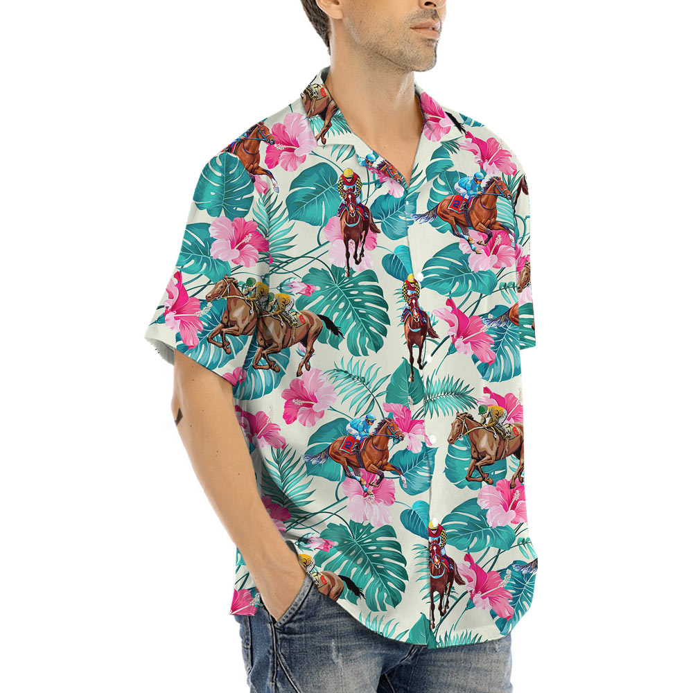 Racing Horse Floral Hawaiian Shirt