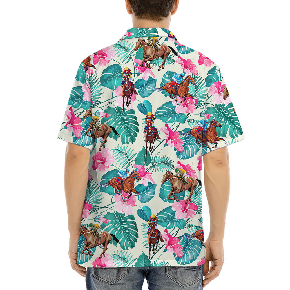 Racing Horse Floral Hawaiian Shirt