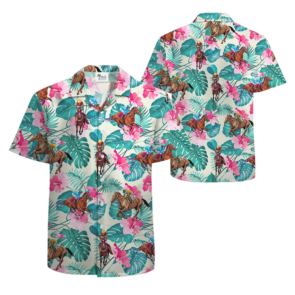 Racing Horse Floral Hawaiian Shirt