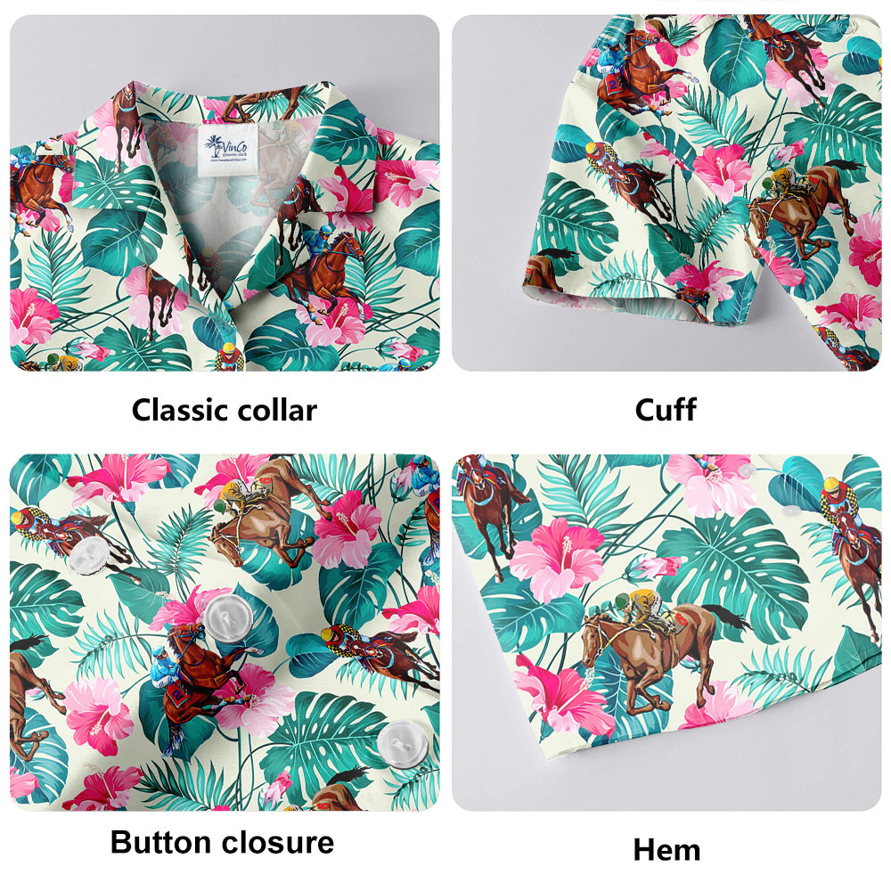 Racing Horse Floral Hawaiian Shirt