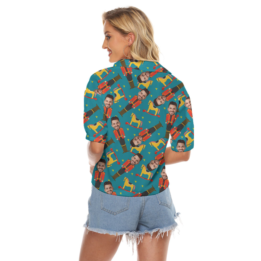 Cute Custom Face Nutcracker Christmas Crop Top Shirt