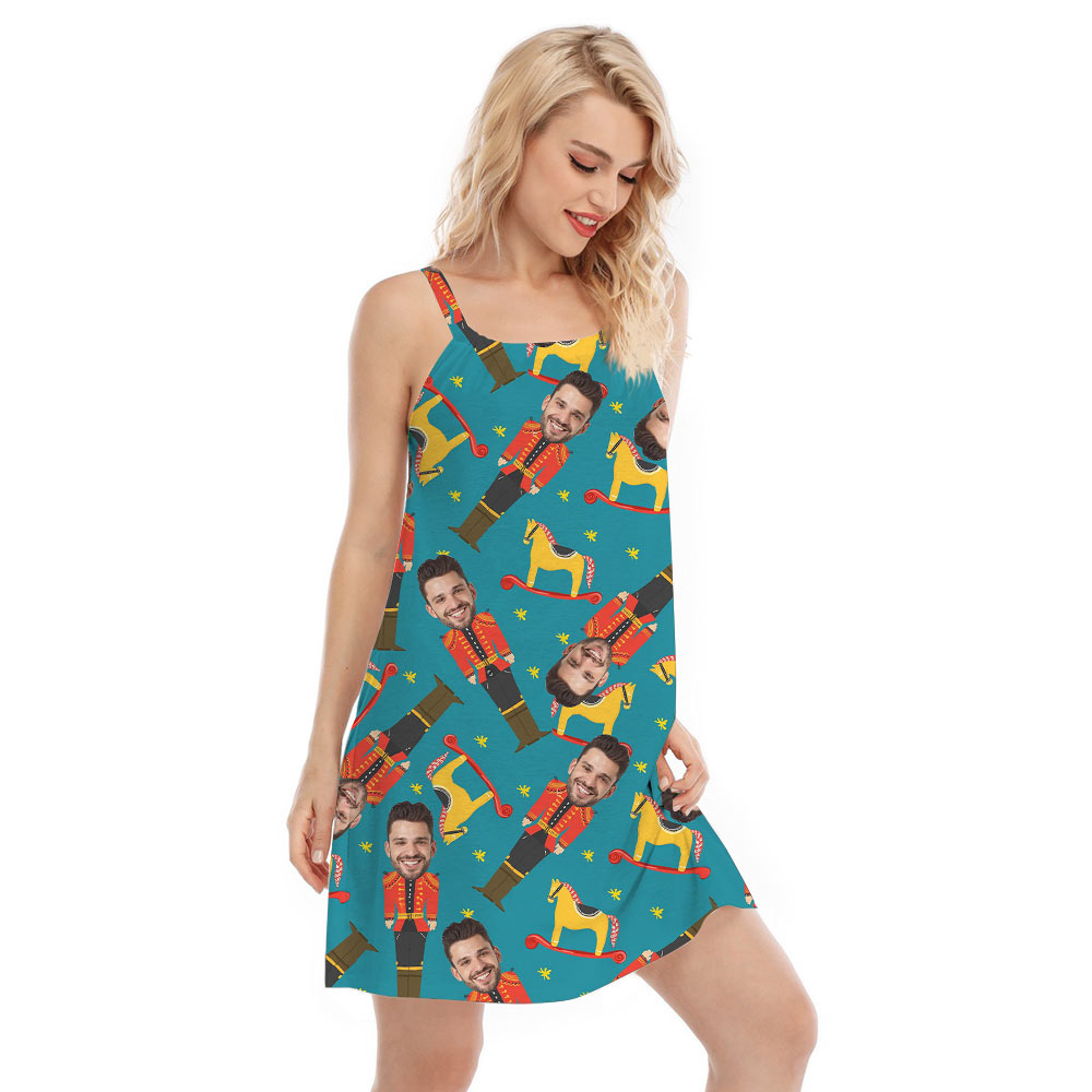 Custom Face Christmas Nutcracker Hawaiian Cami Dress