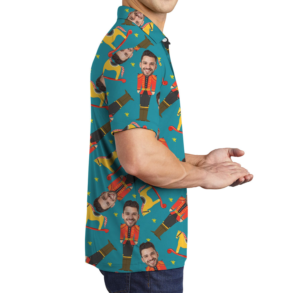 Custom Face Nutcracker Christmas Hawaiian Polo Shirt