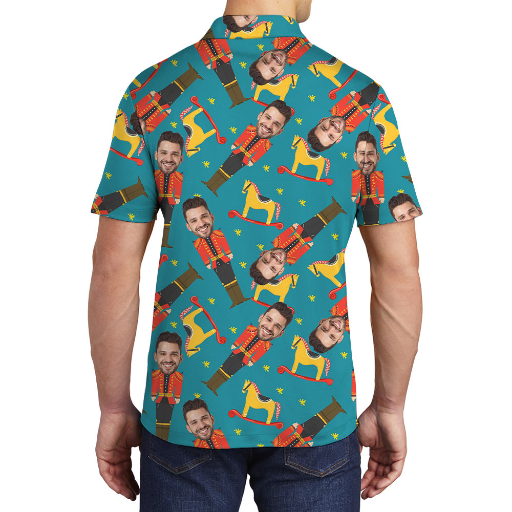 Custom Face Nutcracker Christmas Hawaiian Polo Shirt
