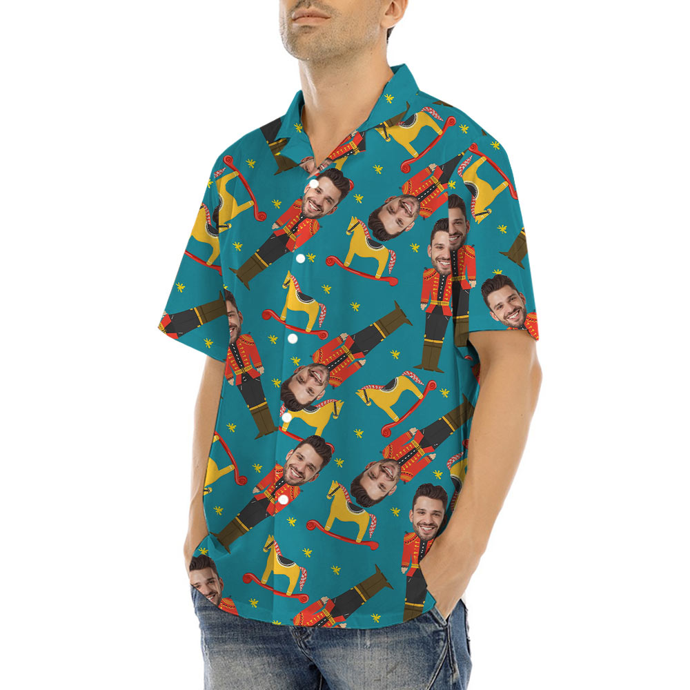 Funny Custom Face Nutcracker Christmas Hawaiian Shirt