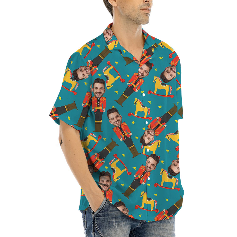 Funny Custom Face Nutcracker Christmas Hawaiian Shirt