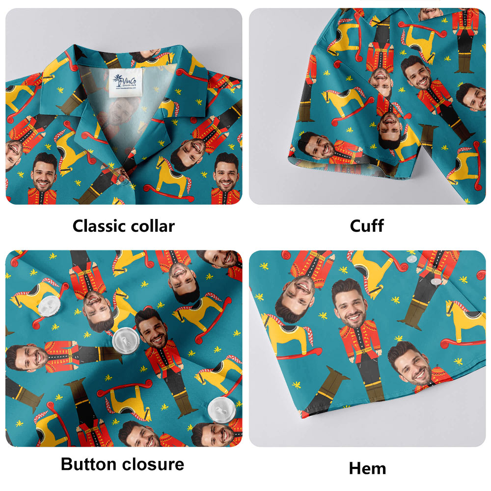 Funny Custom Face Nutcracker Christmas Hawaiian Shirt