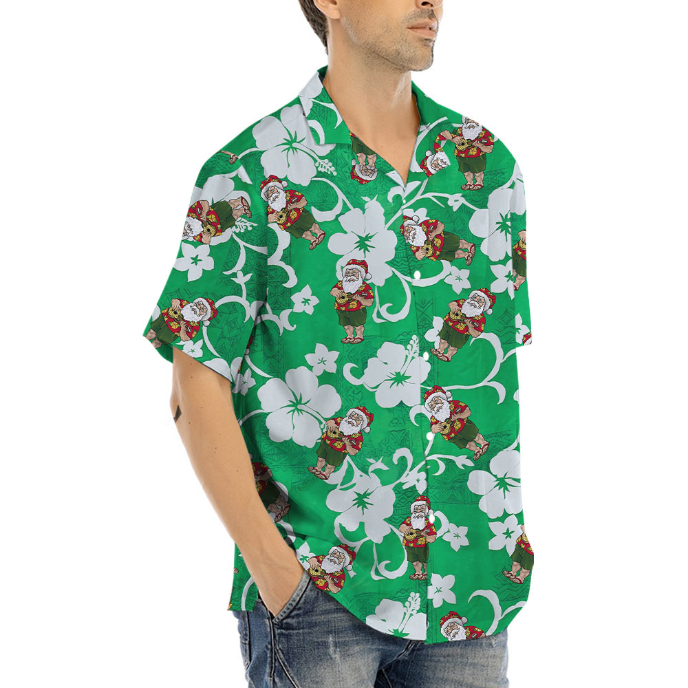 Santa With Ukulele Vintage Aloha Shirt