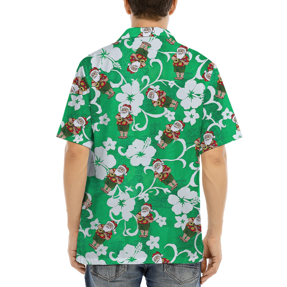 Santa With Ukulele Vintage Aloha Shirt