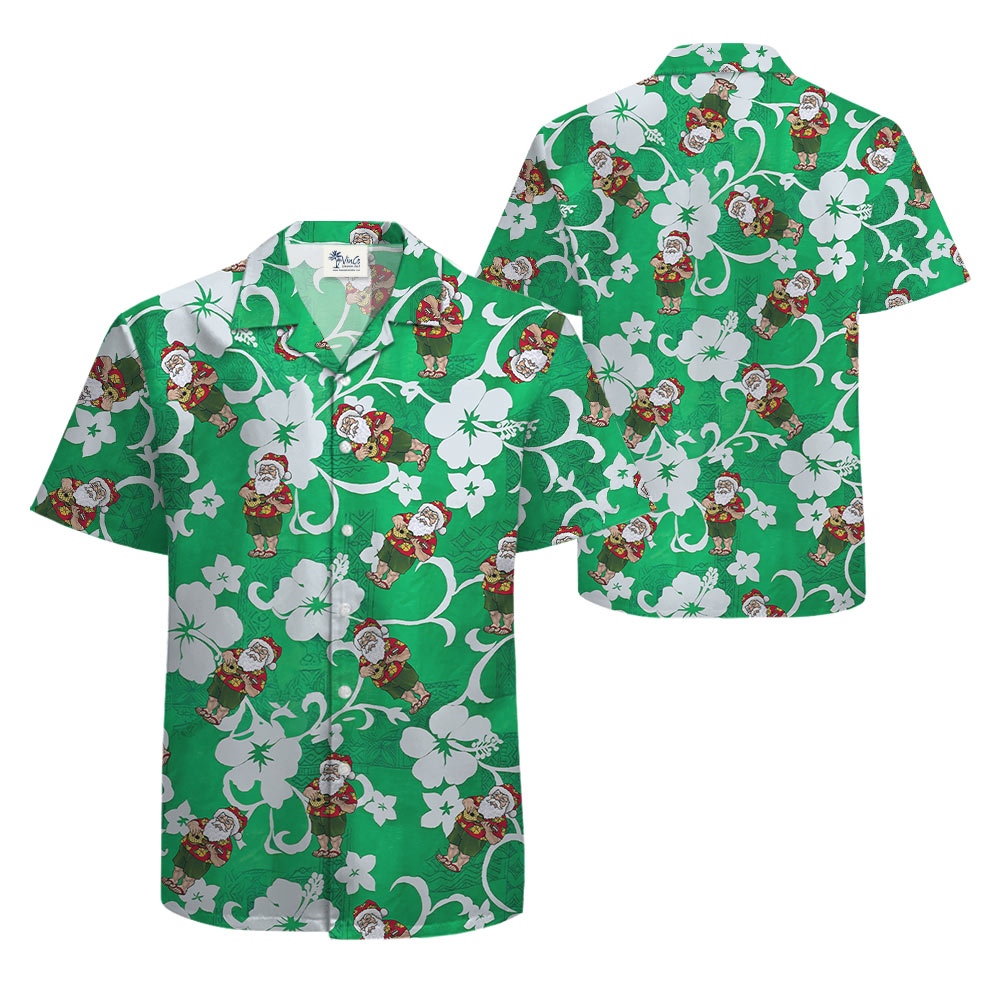 Santa With Ukulele Vintage Aloha Shirt