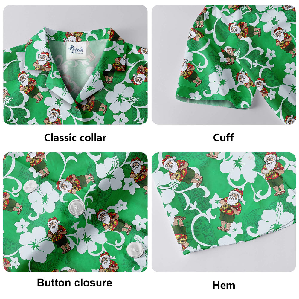 Santa With Ukulele Vintage Aloha Shirt