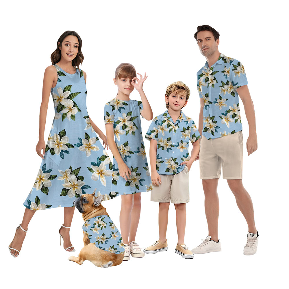 Floral Blue Matching Family Hawaiian Outfits - variant image 1